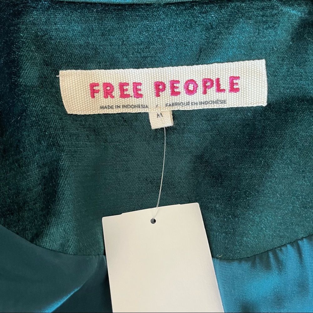 Free People Ashby Double Breasted Velvet Blazer Green Size Medium - Picture 7 of 10